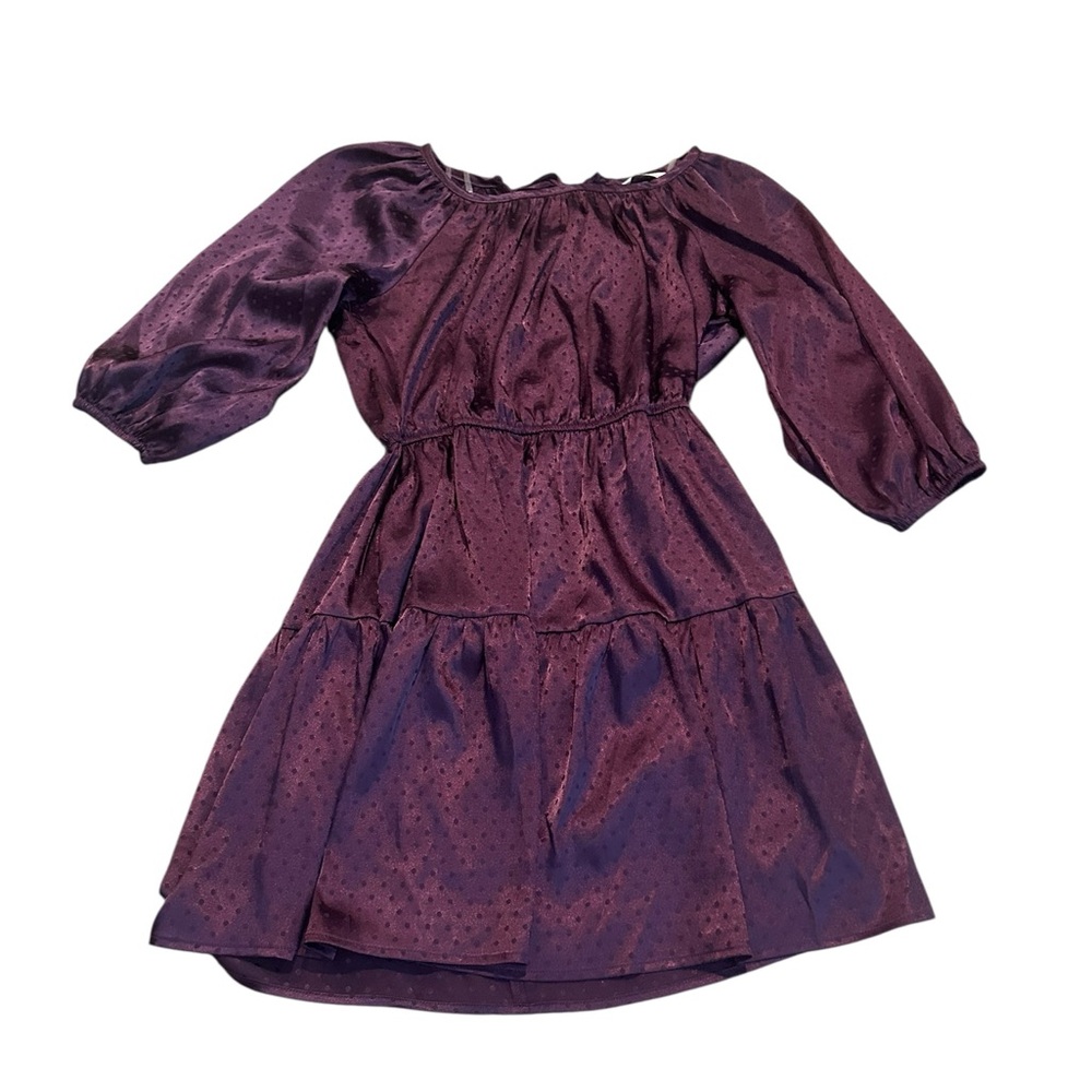 SPEECHLESS purple long sleeve dress with polkadots